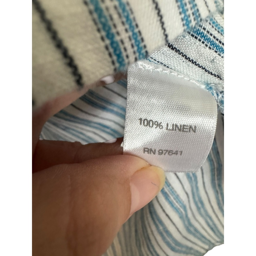 J. Jill Love Linen Stripped Quarter Button Up 100% Linen Shirt Relaxed Sz L - Picture 6 of 15